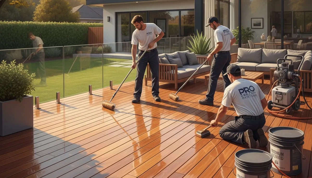 Deck sealing service in Bakersfield, CA protecting wood from sun, cracking, and fading