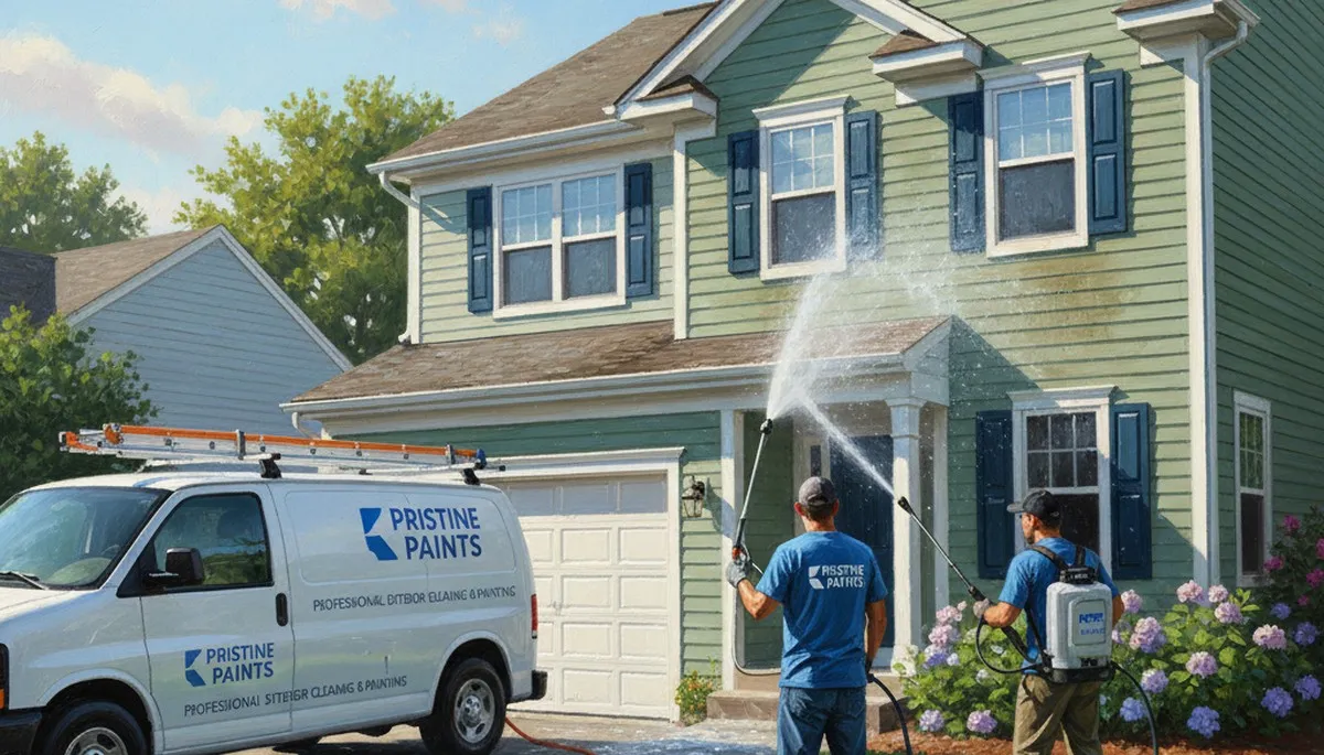 Vinyl siding pressure cleaning in Bakersfield, CA by Bakersfield Paint Pros to remove dust and grime